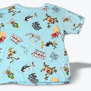 Looney Tunes Mens Graphic T Shirt All Over Print Bugs Bunny Daffy Duck TAZ